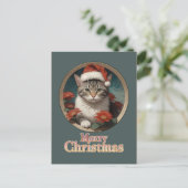 niedliche Weihnachtskatze Postkarte (Stehend Vorderseite)
