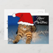 Niedliche Weihnachtskatze Postkarte mit Begrüßung (Vorne/Hinten)