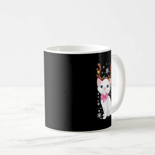 Niedliche Weihnachtskatze Reindeer Cat Lovers Funn Kaffeetasse (VorderseiteRechts)