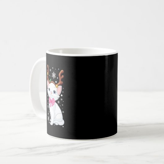 Niedliche Weihnachtskatze Reindeer Cat Lovers Funn Kaffeetasse (Vorderseite Links)