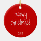 Niedliche Weihnachtskatze, Rotrückseite, Keramikornament (Hinten)