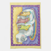 Niedliche Weihnachtskatze Schlafen mit Mäusen in S Geschirrtuch (Vertikal)