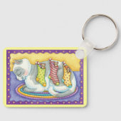 Niedliche Weihnachtskatze Schlafen mit Mäusen in S Schlüsselanhänger (Vorderseite)