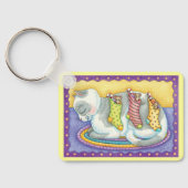 Niedliche Weihnachtskatze Schlafen mit Mäusen in S Schlüsselanhänger (Rückseite)