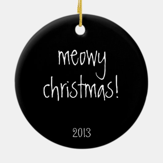 Niedliche Weihnachtskatze, schwarze Rückseite, Keramik Ornament (Hinten)