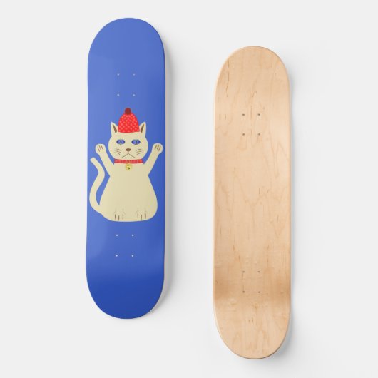 Niedliche Weihnachtskatze Skateboard (Vorderseite)