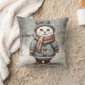 Niedliche Weihnachtskatze Snowman Watercolor Whims Kissen (Decke)
