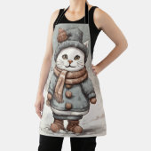 Niedliche Weihnachtskatze Snowman Watercolor Whims Schürze (InSitu)
