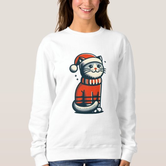 Niedliche Weihnachtskatze Sweatshirt (Vorderseite)