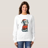 Niedliche Weihnachtskatze Sweatshirt (Vorne ganz)