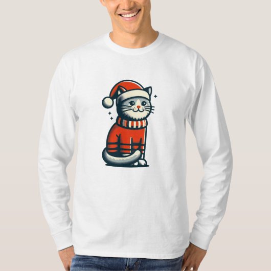 Niedliche Weihnachtskatze T-Shirt (Vorderseite)