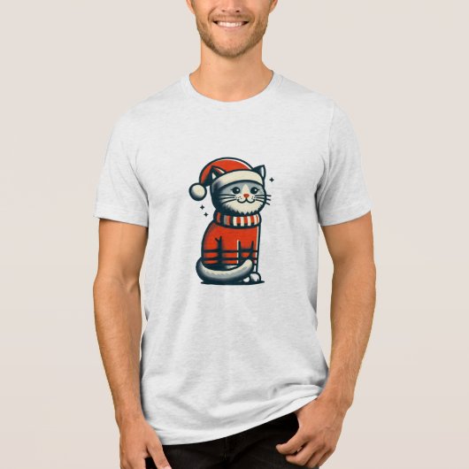 Niedliche Weihnachtskatze Tri-Blend Shirt (Vorderseite)