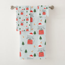 Niedliche Weihnachtskatzen Badhandtuch Set