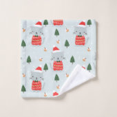 Niedliche Weihnachtskatzen Badhandtuch Set (Waschlappen)