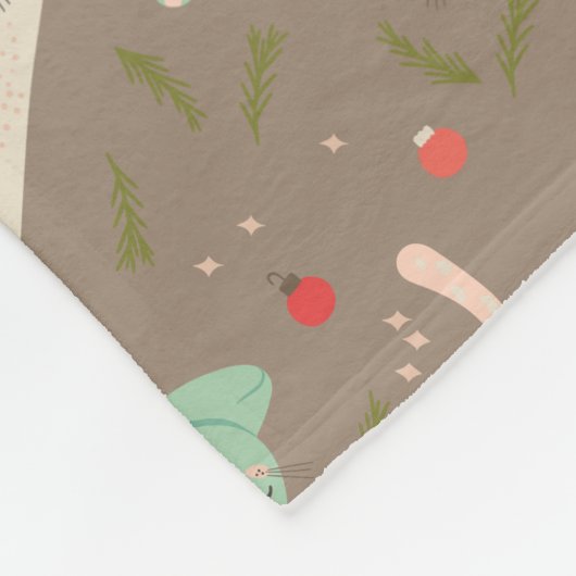 Niedliche Weihnachtskatzen Fleecedecke (Ecke)