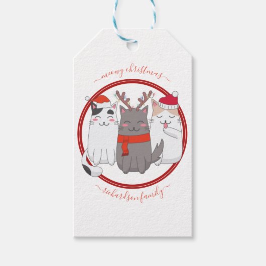 Niedliche Weihnachtskatzen Geschenkanhänger (Vorderseite)
