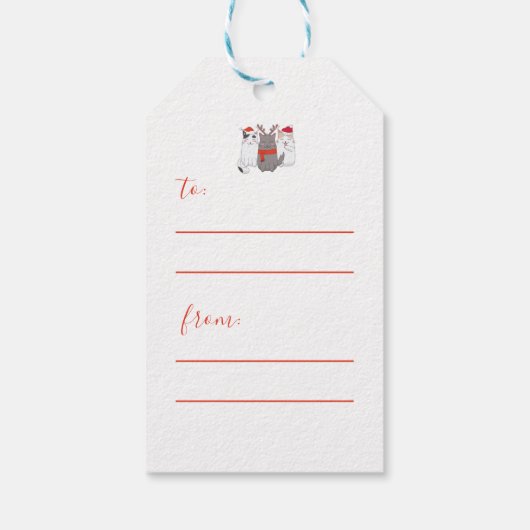 Niedliche Weihnachtskatzen Geschenkanhänger (Rückseite)