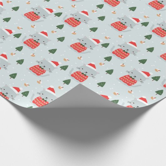 Niedliche Weihnachtskatzen Geschenkpapier (Ecke)