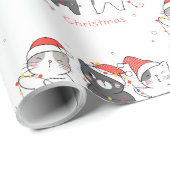 Niedliche Weihnachtskatzen Geschenkpapier (Rolleneckpunkt)