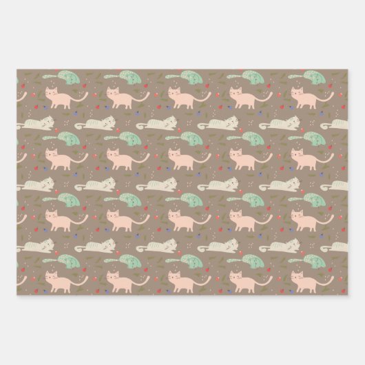 Niedliche Weihnachtskatzen Geschenkpapier Set (Vorderseite 3)