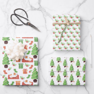 Niedliche Weihnachtskatzen Geschenkpapier Set