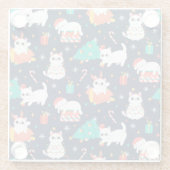 Niedliche Weihnachtskatzen Glasuntersetzer (Rückseite)