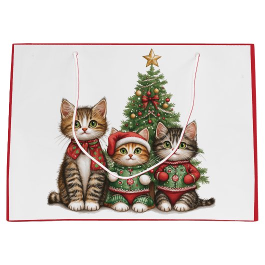 Niedliche Weihnachtskatzen Große Geschenktüte (Vorderseite)