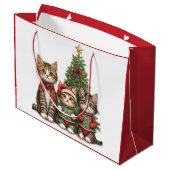 Niedliche Weihnachtskatzen Große Geschenktüte (Rückseite Schrägansicht)