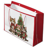 Niedliche Weihnachtskatzen Große Geschenktüte (Vorderseite Schrägansicht)