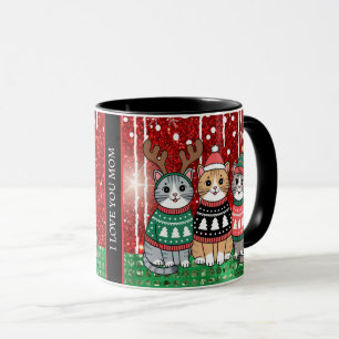 Niedliche Weihnachtskatzen Ich Liebe Sie Mama Tasse