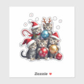 Niedliche Weihnachtskatzen im T - Shirt für Weltra Aufkleber (Blatt)