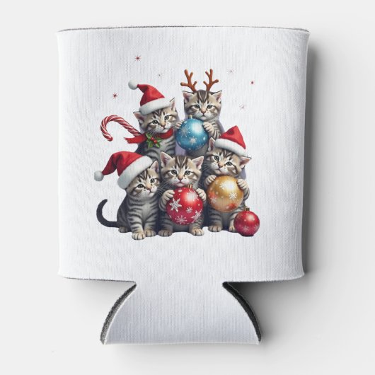 Niedliche Weihnachtskatzen im T - Shirt für Weltra Dosenkühler (Vorderseite)