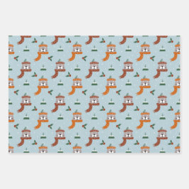 Niedliche Weihnachtskatzen im Winter Strick Light  Geschenkpapier Set