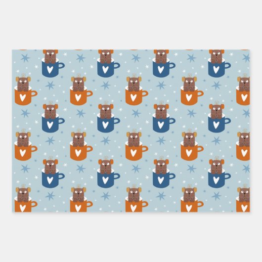 Niedliche Weihnachtskatzen im Winter Strick Light  Geschenkpapier Set (Vorderseite 2)