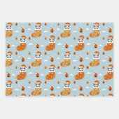 Niedliche Weihnachtskatzen im Winter Strick Light  Geschenkpapier Set (Vorderseite)