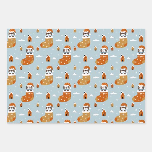 Niedliche Weihnachtskatzen im Winter Strick Light  Geschenkpapier Set (Vorderseite)