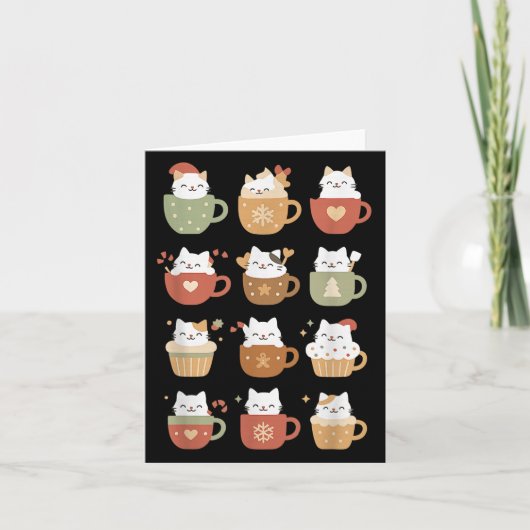 Niedliche Weihnachtskatzen in Kaffee C Kätzchen We Karte (Vorderseite)
