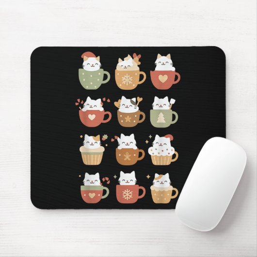 Niedliche Weihnachtskatzen in Kaffee C Kätzchen We Mousepad (Mit Mouse)