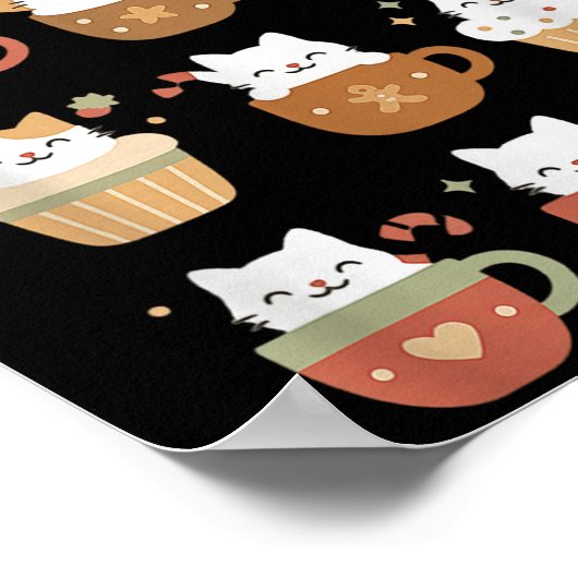 Niedliche Weihnachtskatzen in Kaffee C Kätzchen We Poster (Ecke)