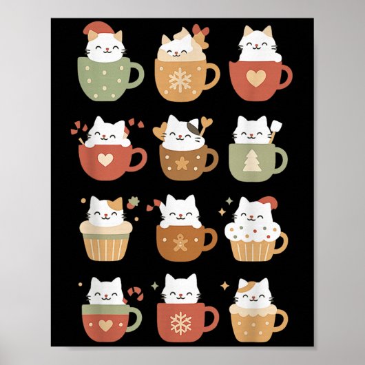 Niedliche Weihnachtskatzen in Kaffee C Kätzchen We Poster (Vorne)