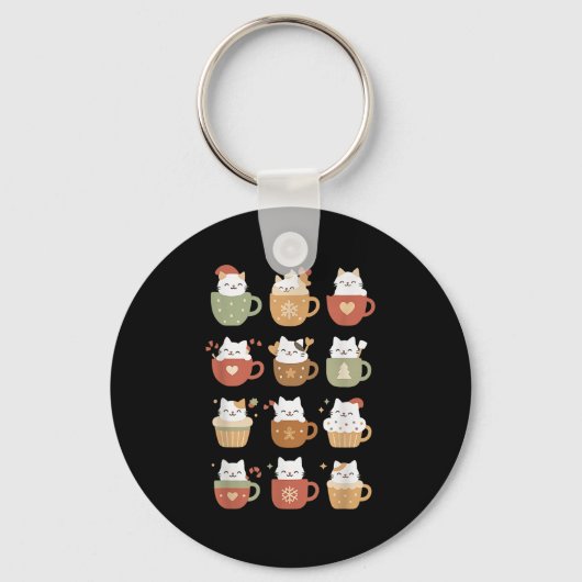 Niedliche Weihnachtskatzen in Kaffee C Kätzchen We Schlüsselanhänger (Vorderseite)