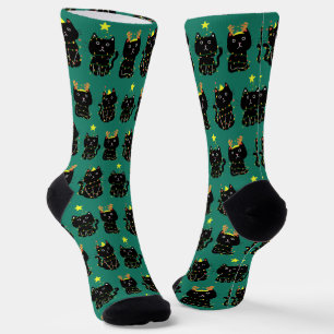 Niedliche Weihnachtskatzen in Urlaubslicht Funny G Socken