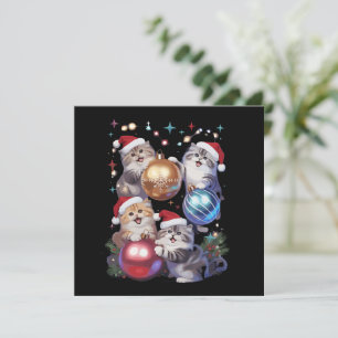 Niedliche Weihnachtskatzen in Weltraumschmuck Feiertagskarte