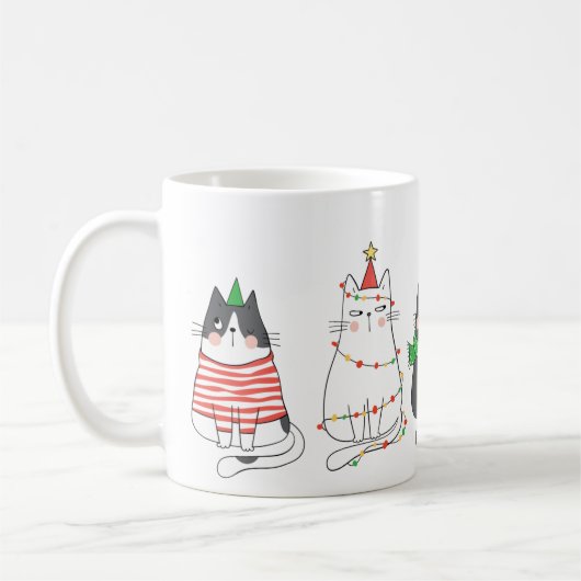 Niedliche Weihnachtskatzen Kaffeetasse (Links)