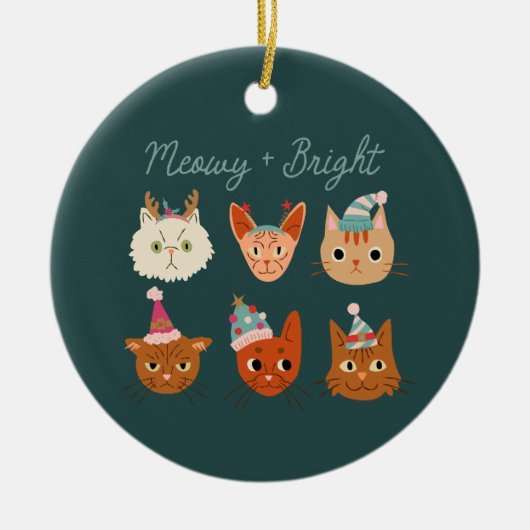 Niedliche Weihnachtskatzen Keramik Ornament (Vorne)