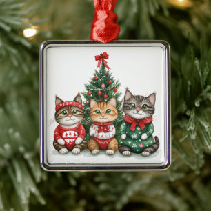 Niedliche Weihnachtskatzen Ornament Aus Metall