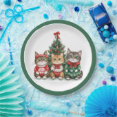 Niedliche Weihnachtskatzen Pappteller (Party)