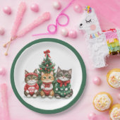 Niedliche Weihnachtskatzen Pappteller (Party)
