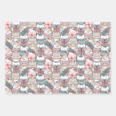 Niedliche Weihnachtskatzen Pastell Geschenkpapier Set (Vorderseite)
