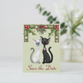Niedliche Weihnachtskatzen Save the Date Hochzeits (Stehend Vorderseite)
